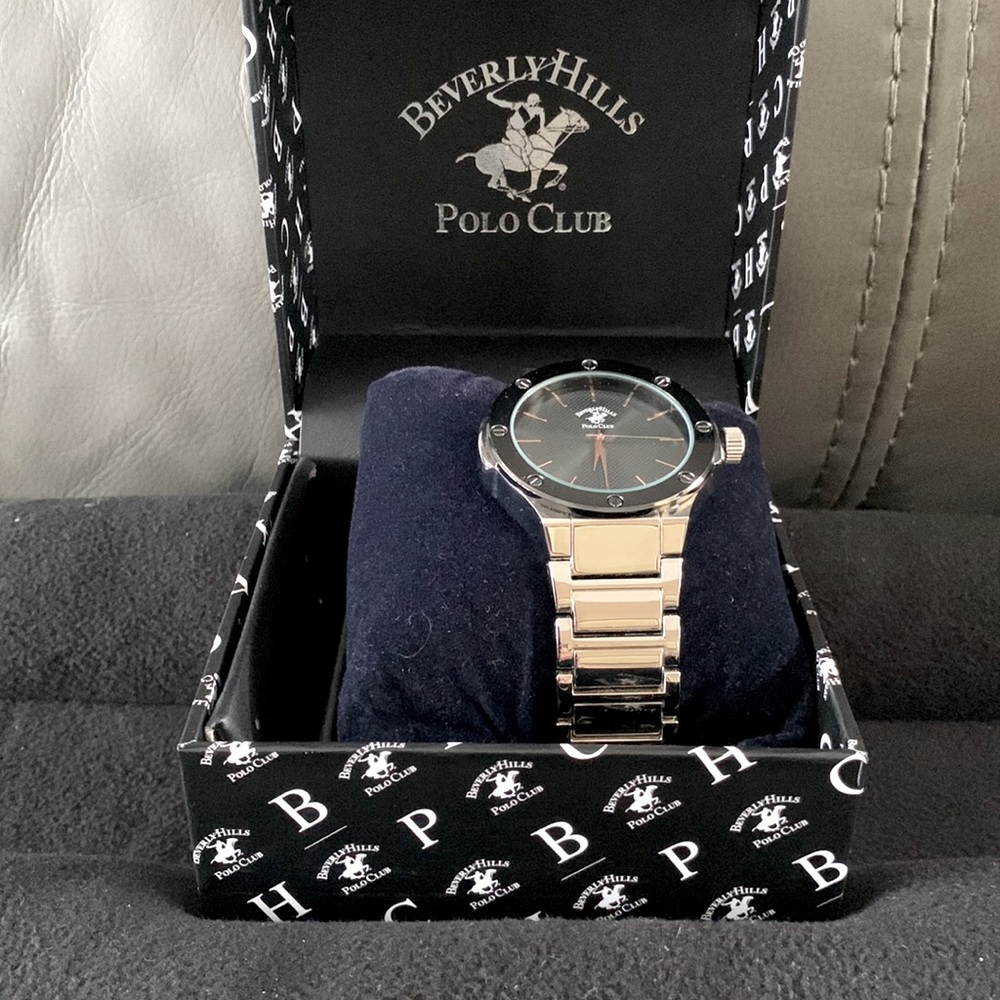 Polo Club watch Silver Band Black Dial